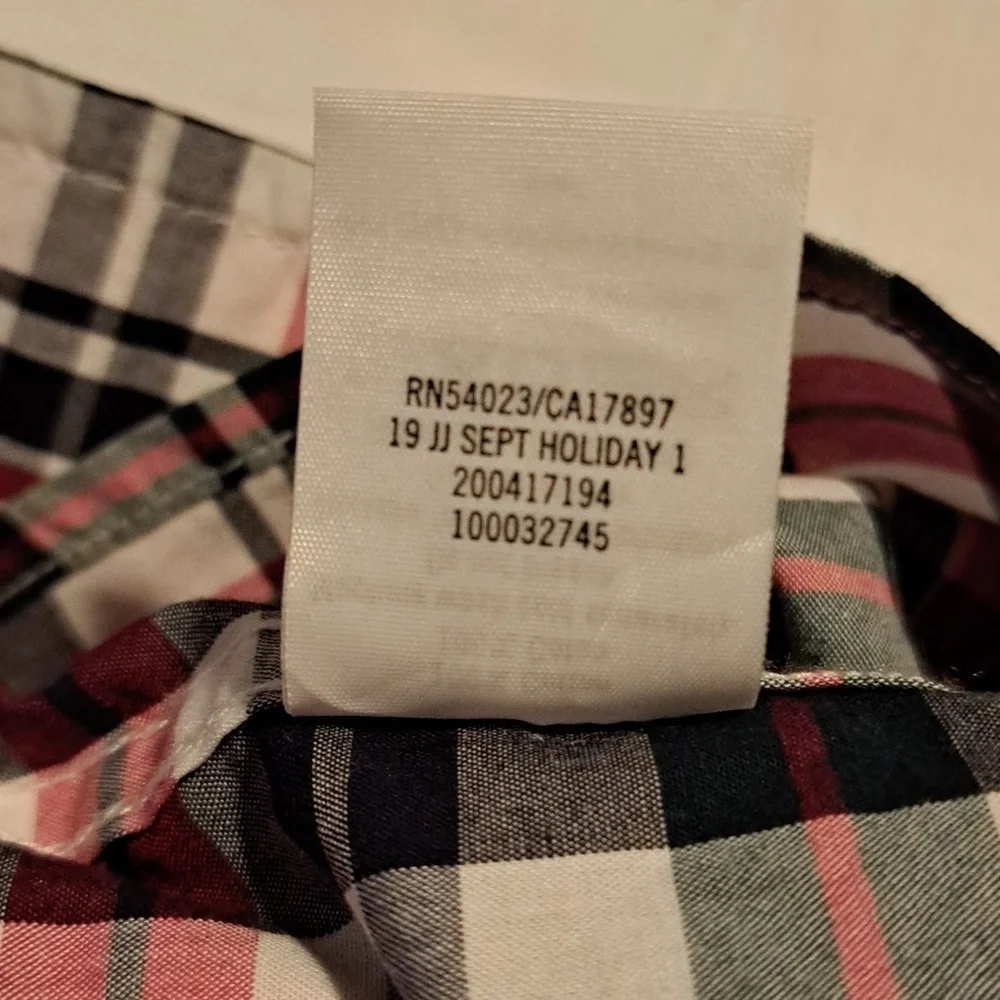 Janie and Jack boys size 3-6 months blue, red and white plaid 1 pocket shirt - Picture 5 of 6